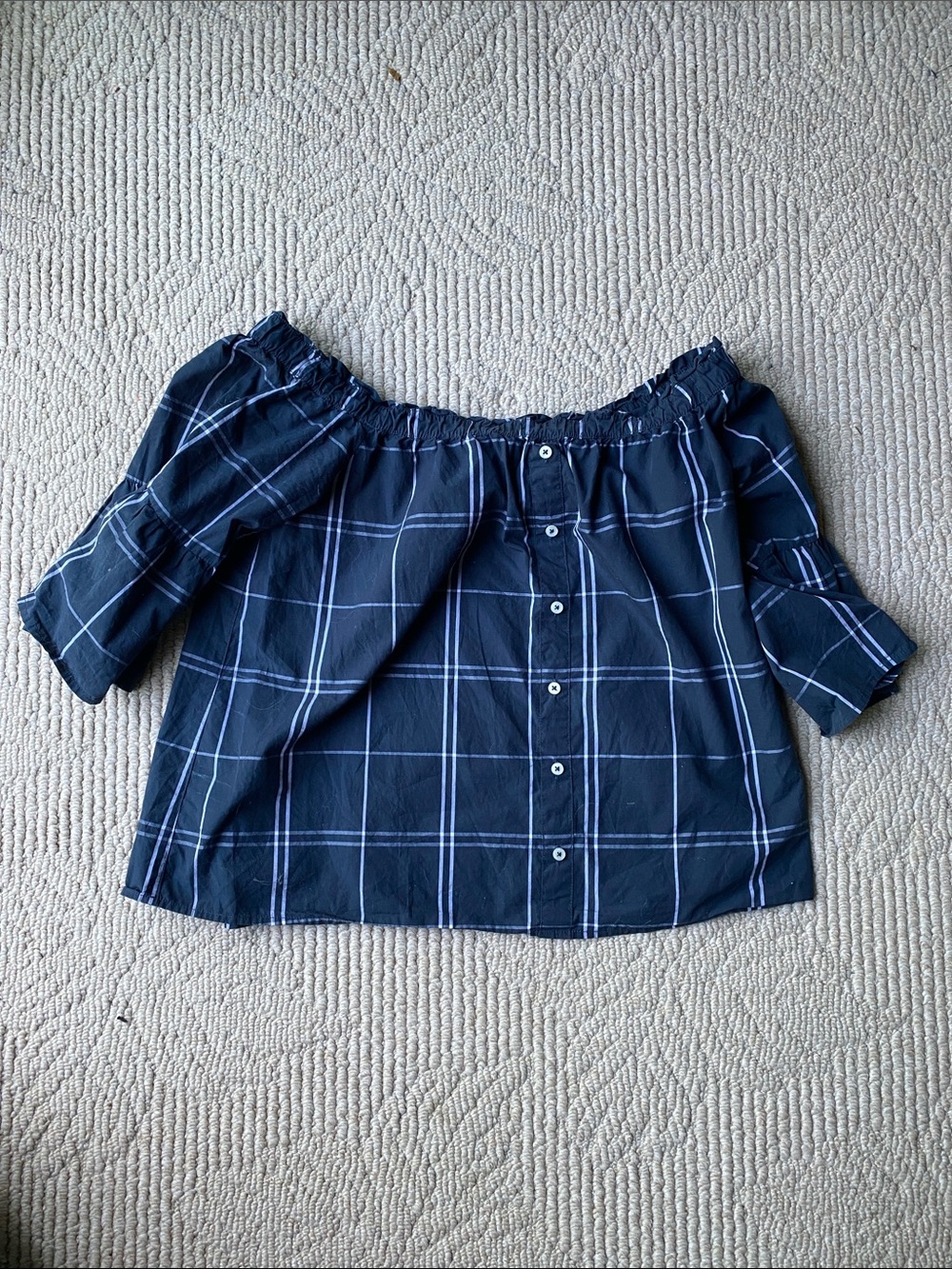Abercrombie & Fitch White Ruffled Elastic-Waist Top
